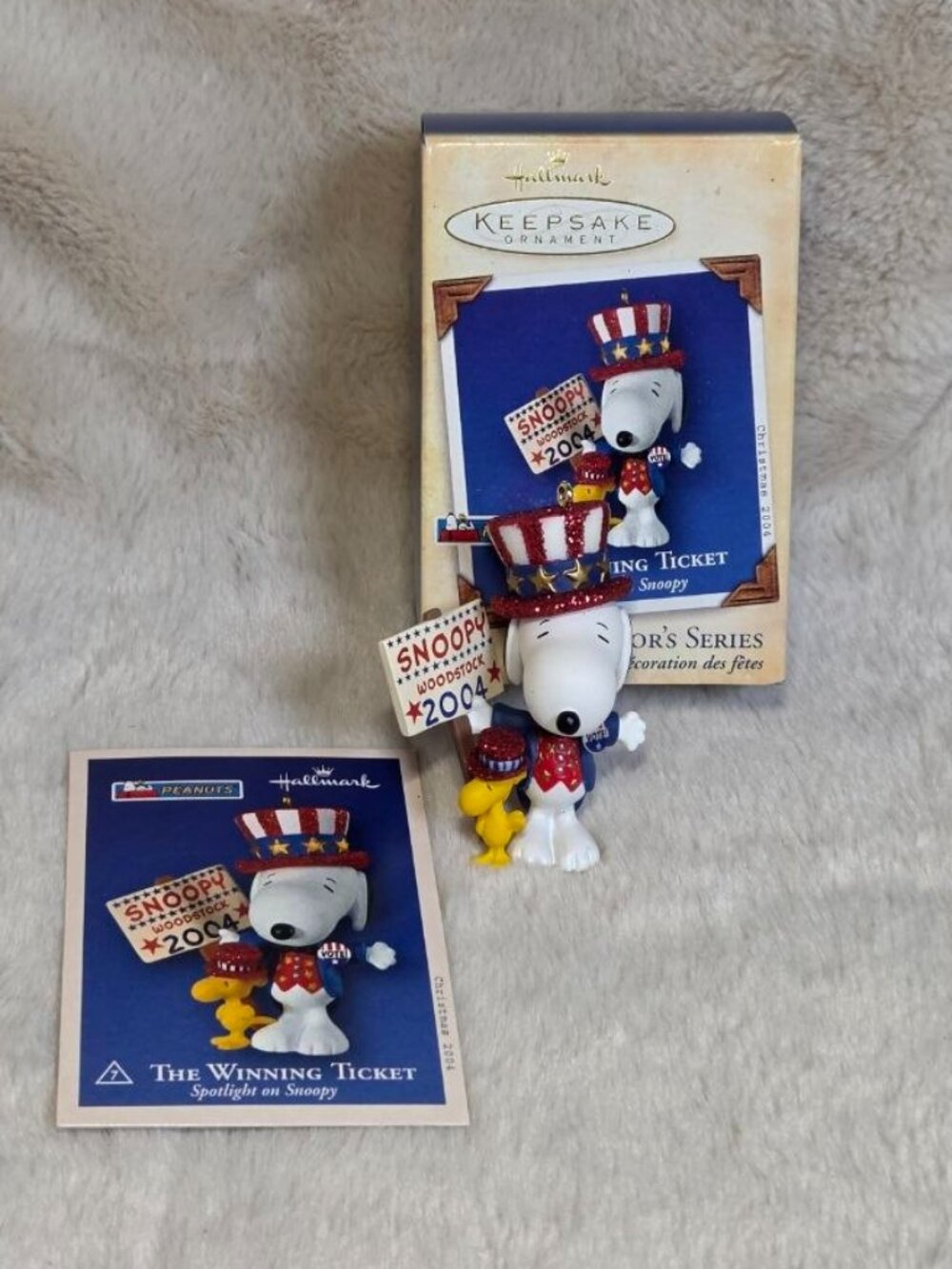 Hallmark Keepsake Ornament Peanuts The Winning Ticket Political Snoopy Woodstock